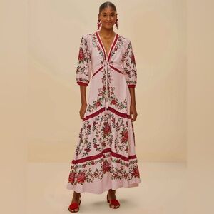 FARM Rio Pink Flower Tapestry Dress